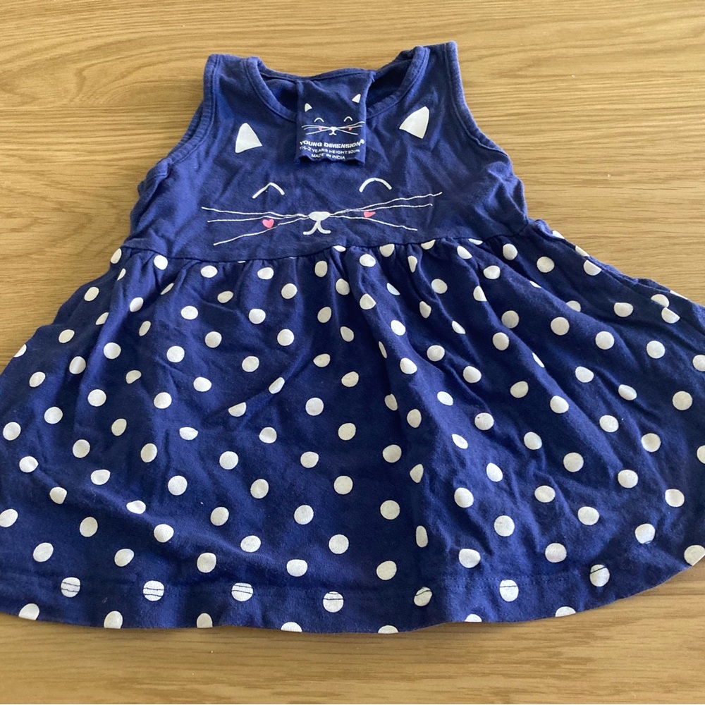 Cute Blue Polka Dot Cat Dress